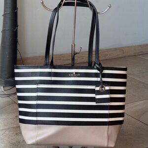 Kate Spade Black and White Striped Tote Bag